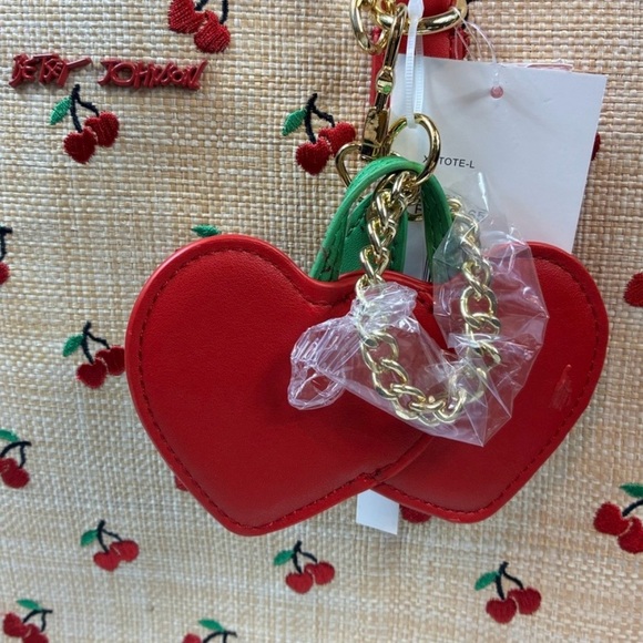☀️Betsey Johnson Straw Tote Embroidered Cherry 🍒 Purse - Picture 9 of 9